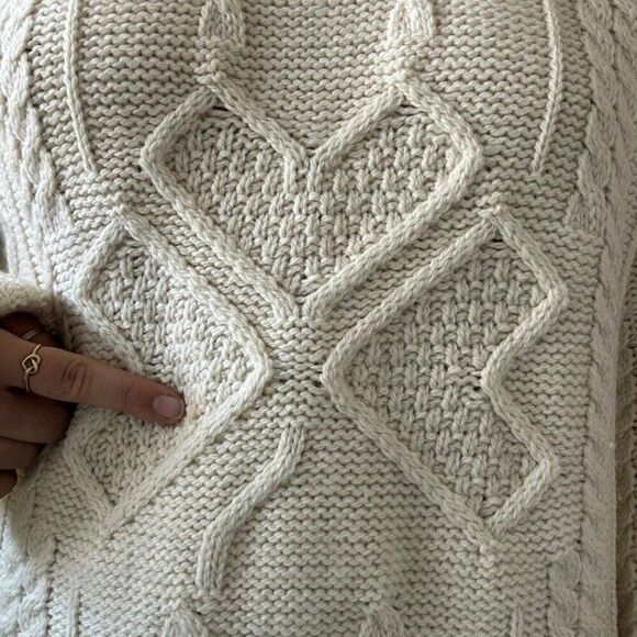 Aran Crafts Womens White 100% Merino Wool Cable Knit Fisherman Irish Sweater XXL - Picture 8 of 8